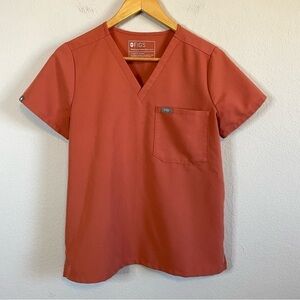 FIGS Technical Collection Short Sleeve Scrubs Catarina Top Orange PO 2818 Sz XS